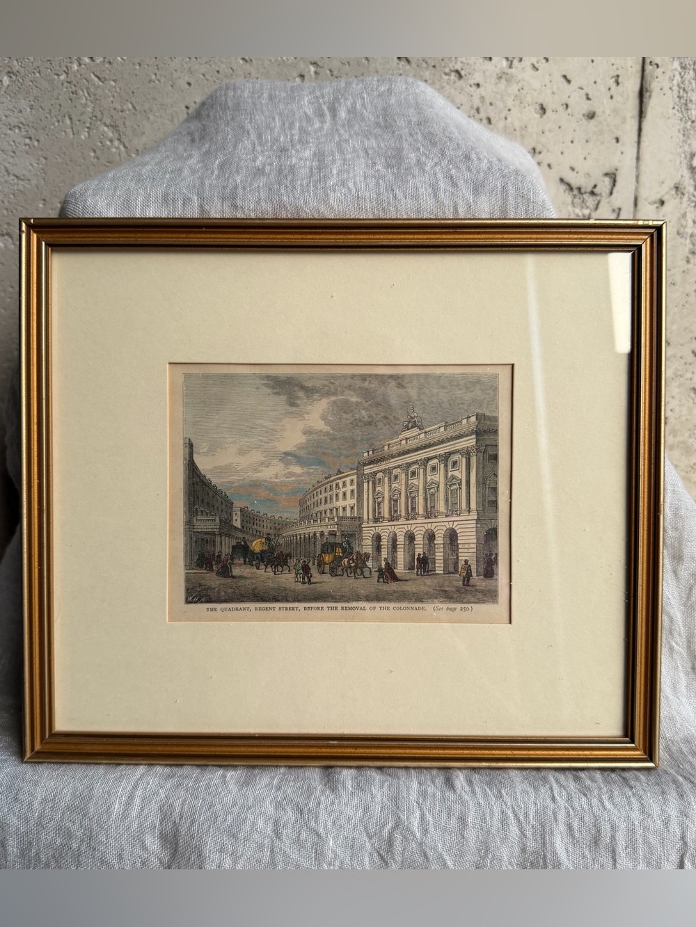 Framed Vintage Print in Gold Frame - City Street Scene